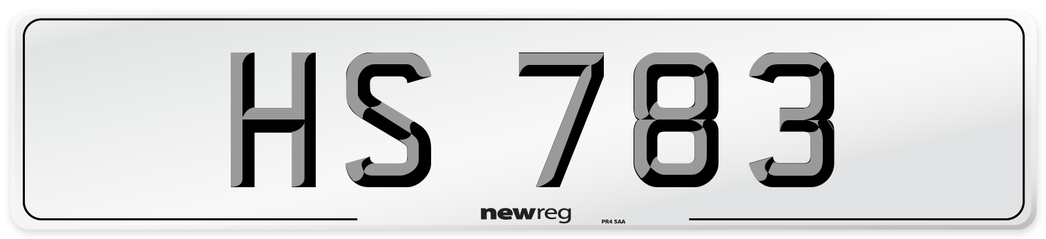 HS 783 Number Plate from New Reg